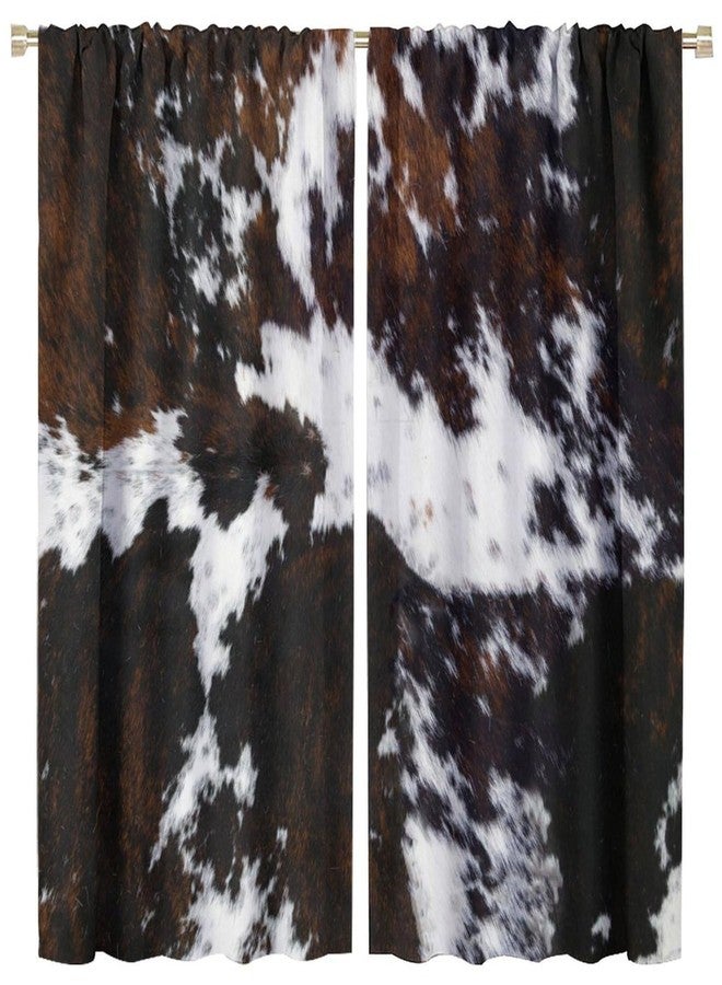LOMADIA Cow Blackout Curtain,Animal Print Black White Western Aztec Rustic Farm Farmhouse Window Treatments Rod Pocket Curtain for Bedroom Living Room Kitchen Decor Drapes 42x45in - Image 1